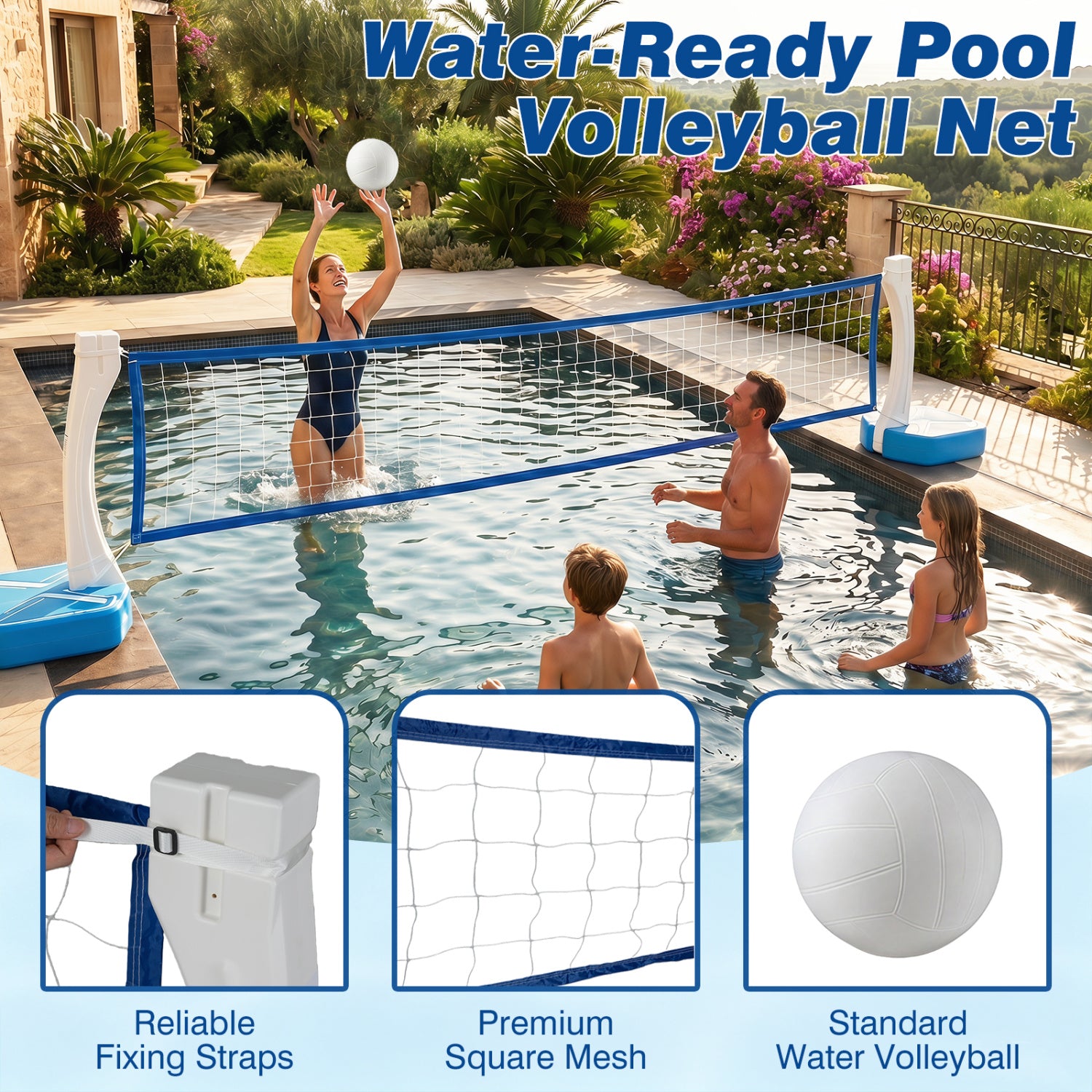 2-In-1 Pool Basketball Hoop & Volleyball Net, Blue Sport Equipments at Gallery Canada