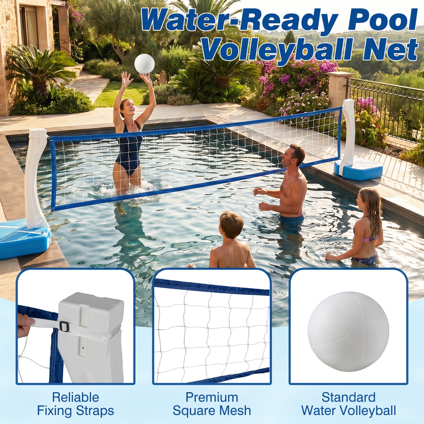 2-In-1 Pool Basketball Hoop & Volleyball Net, Blue Sport Equipments at Gallery Canada