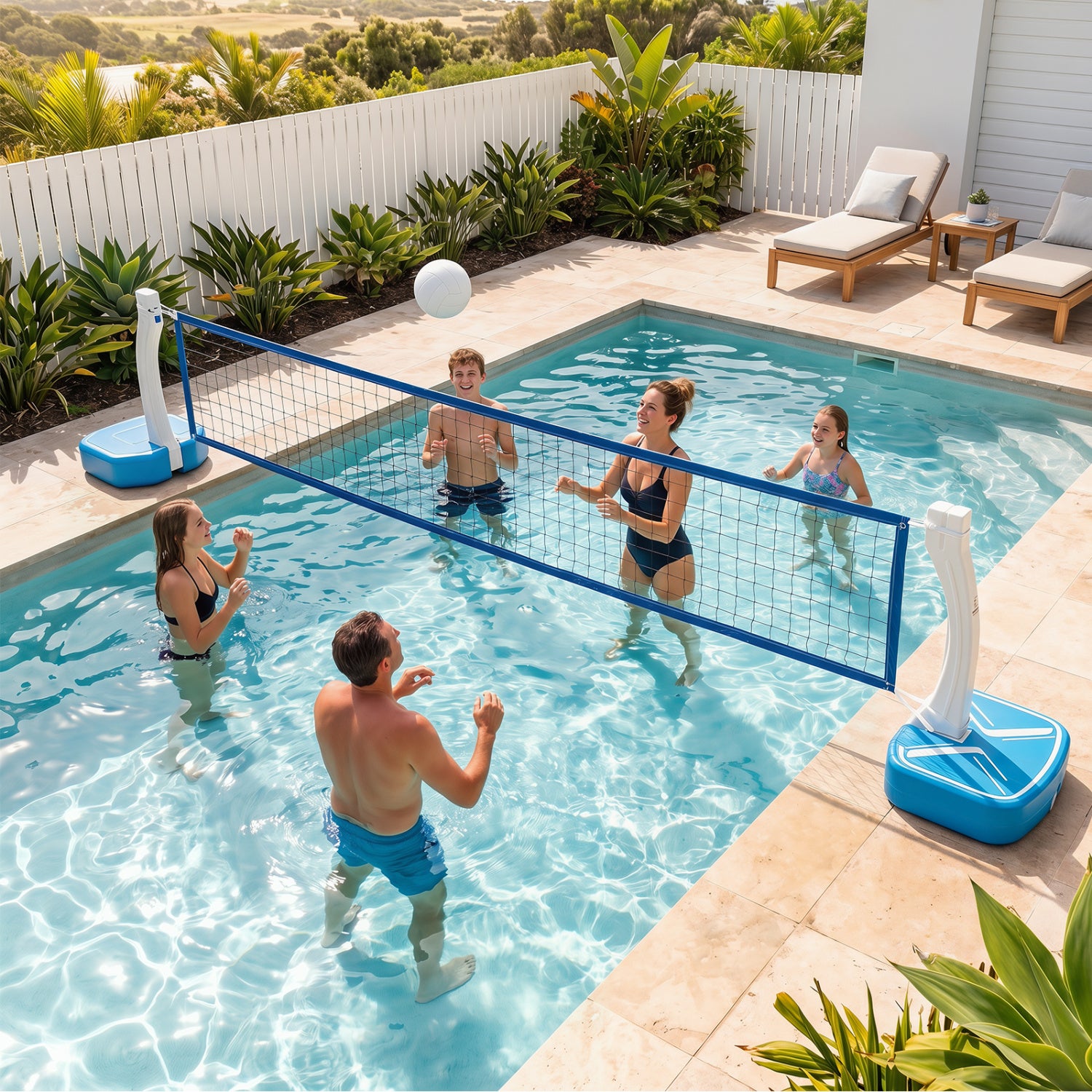 2-In-1 Pool Basketball Hoop & Volleyball Net, Blue Sport Equipments at Gallery Canada