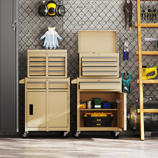 2-In-1 Rolling Tool Chest, 5 Sliding Lockable Drawers, Yellow Garages Yellow at Gallery Canada