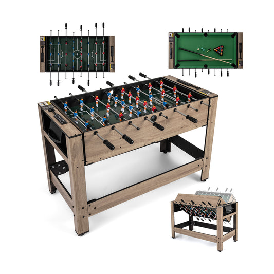 2-in-1 Swivel Game Table for Teens Adults, Brown Game Room Brown at Gallery Canada