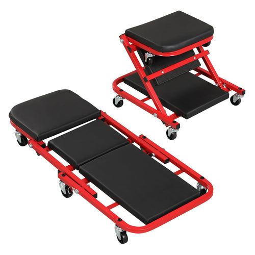 2-in-1 Z-Shaped Rolling Garage Stool, 36