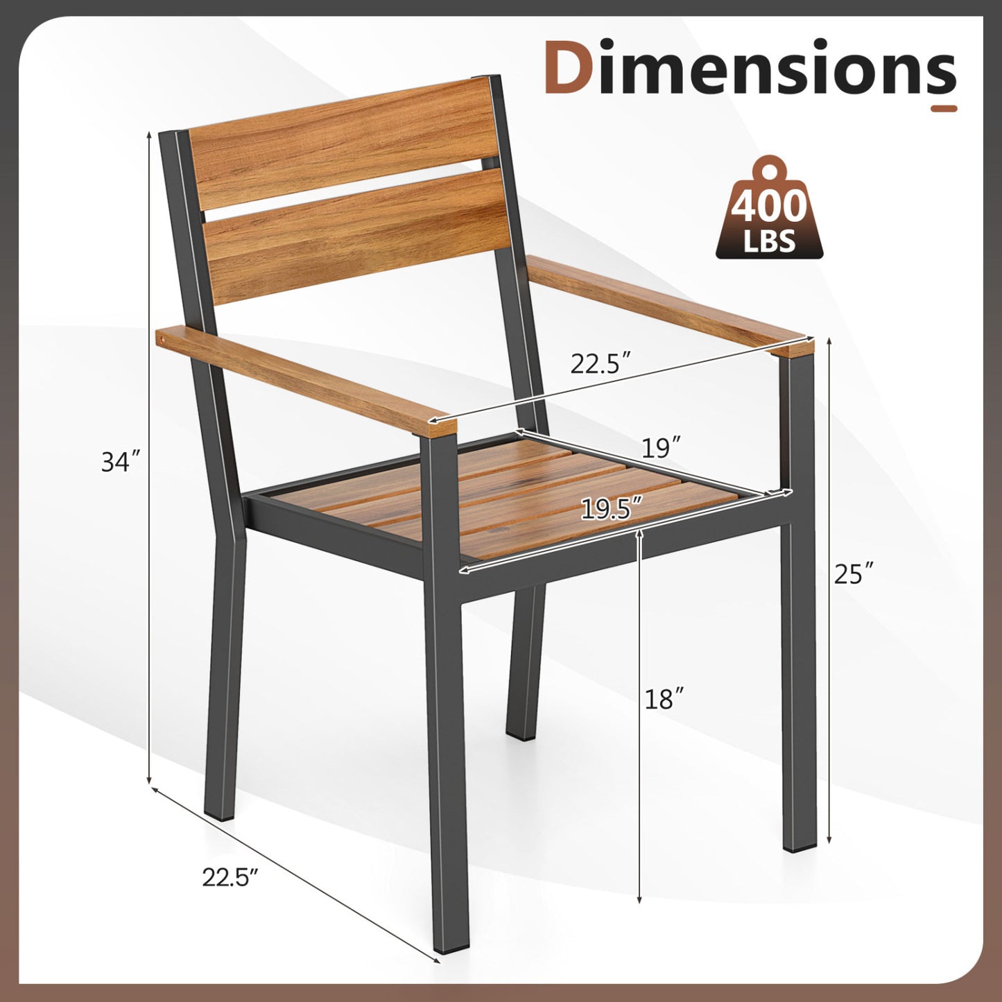 2 piece Outside Patio Dining Chair with Acacia Armrest for Backyard Garden Patio Dining Chairs at Gallery Canada