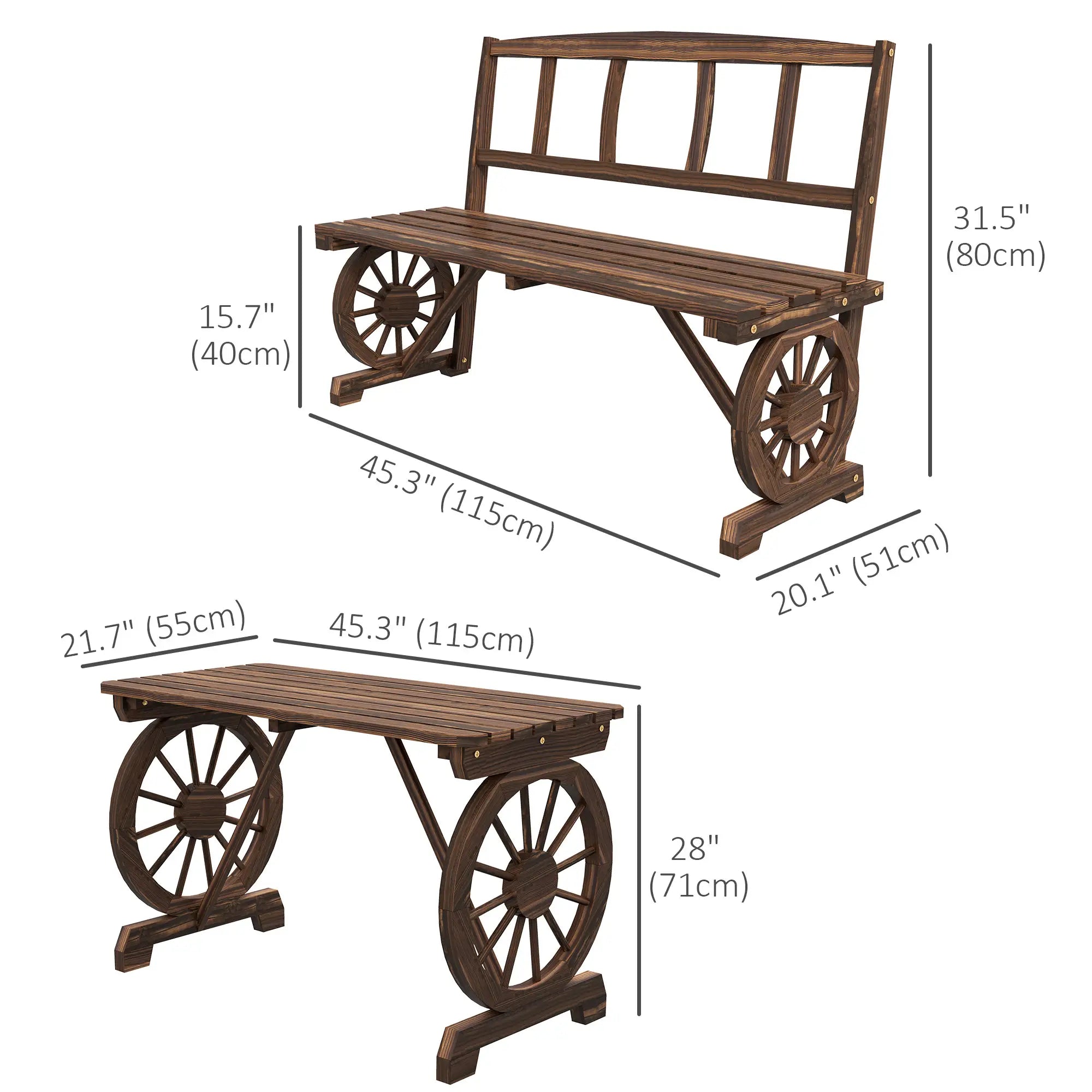 Wooden 3-Pc Carriage Patio Set With Chairs, Carbonized Bistro Sets at Gallery Canada