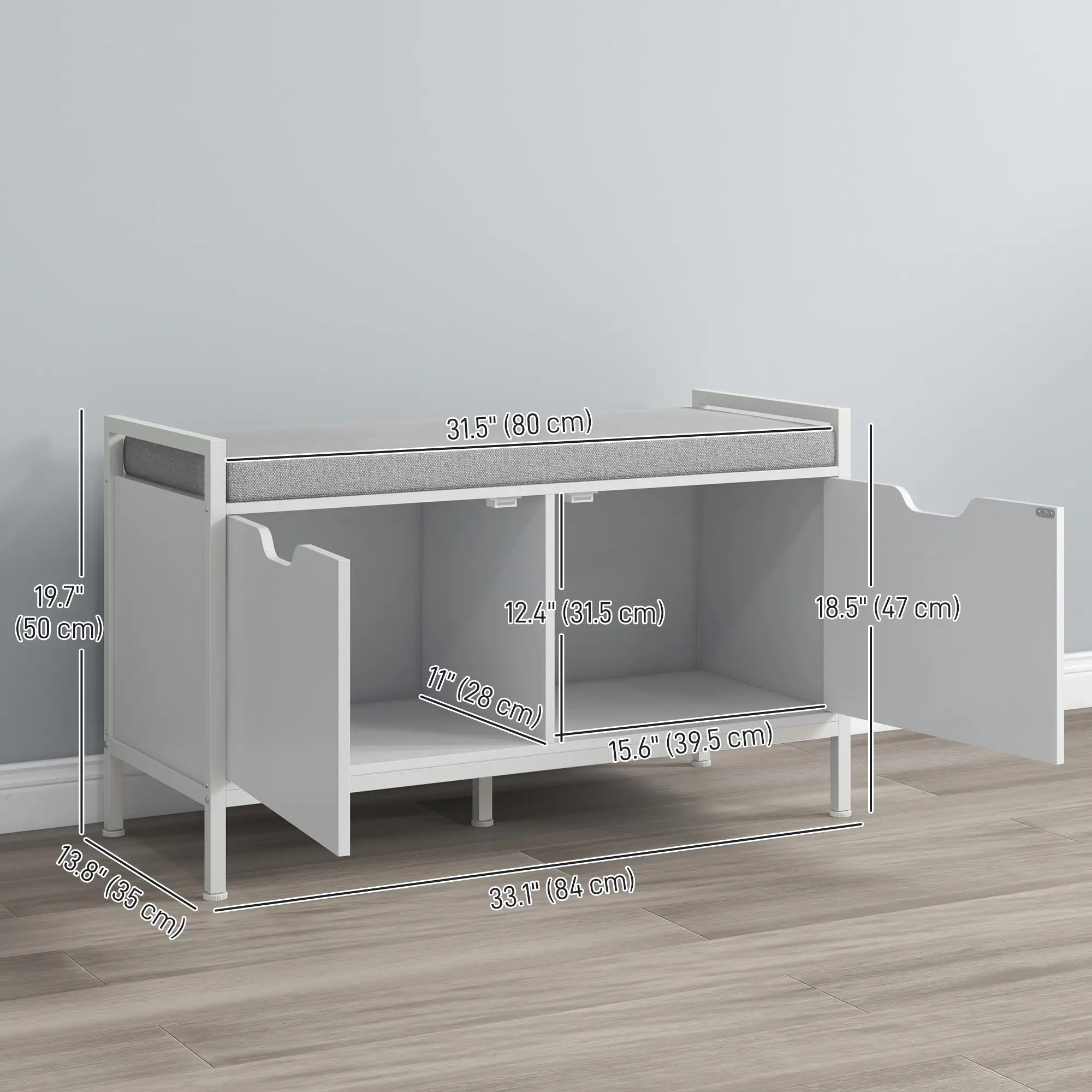 Shoe Storage Bench with Seat Cushion, Hallway Cabinet, 352lbs, White Shoe Storage Cabinets & Racks at Gallery Canada