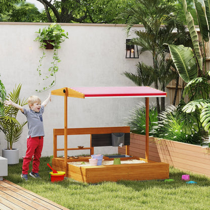 Kids Sandbox with Cover, Wooden Sand Box with Seat, Storage, 3-7 Years, Red Sandboxes & Accessories at Gallery Canada