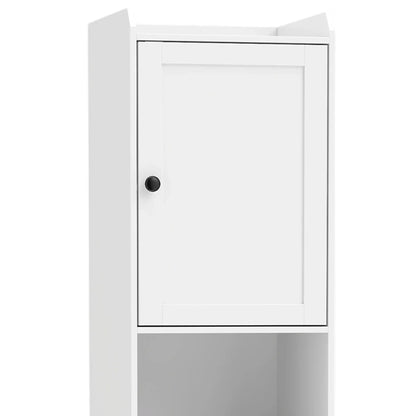 67" Tall Bathroom Storage Cabinet, Narrow with Laundry Basket, White Bathroom Cabinets at Gallery Canada