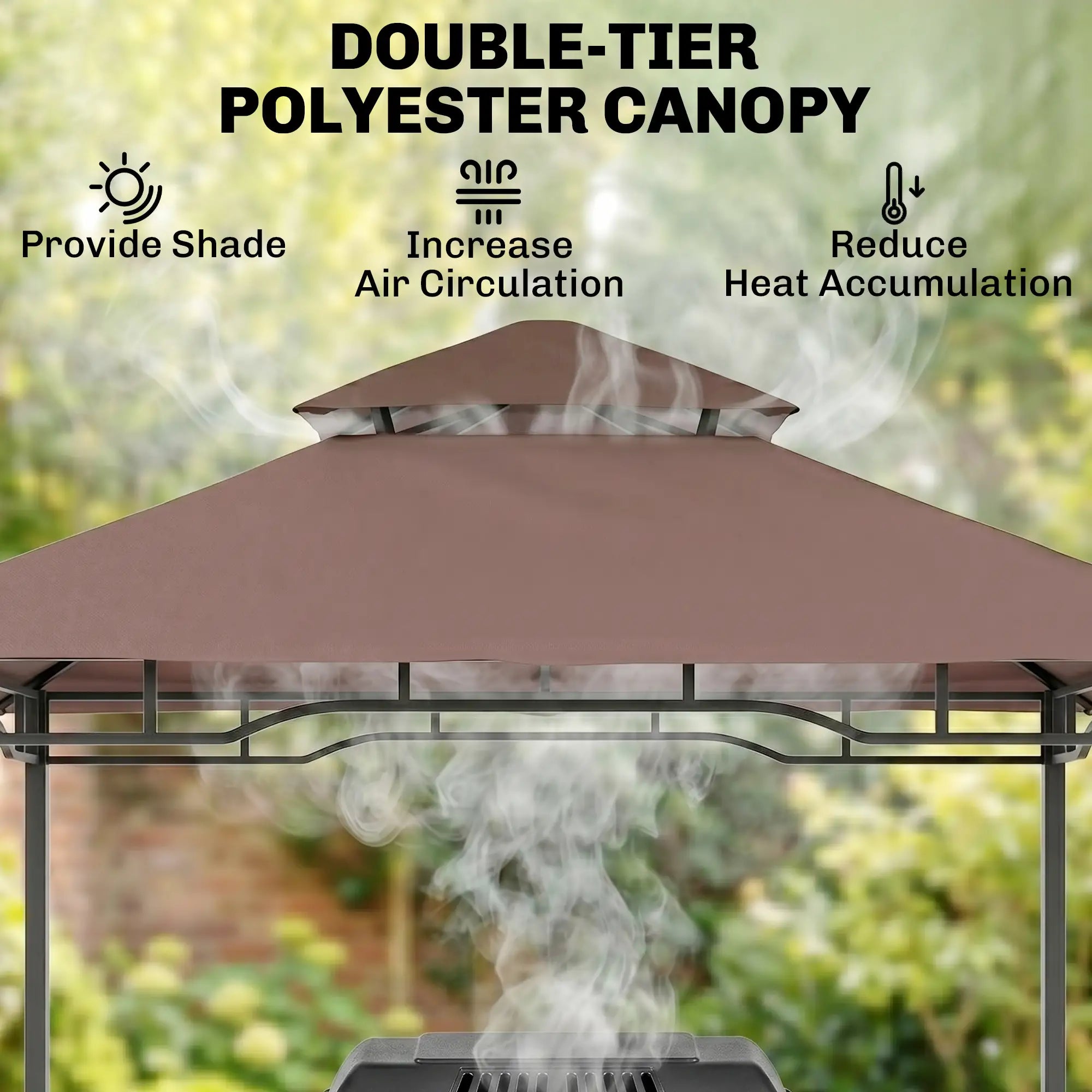 8' x 5' BBQ Grill Gazebo Tent, Double Tiered Canopy, Outdoor Sun Shade BBQ Grill Gazebos at Gallery Canada
