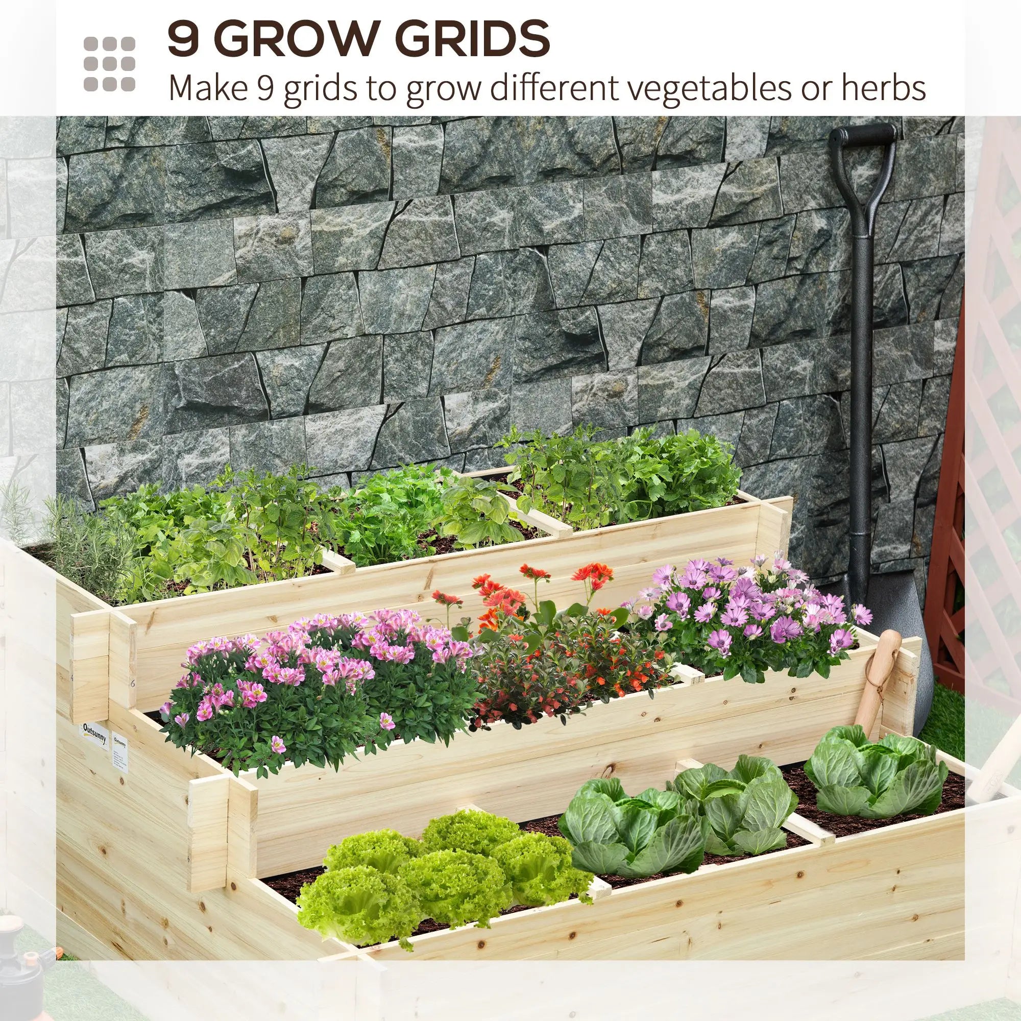 3 Tier Raised Garden Bed, 9 Grow Grids, Bed Liner, Outdoor Raised Garden Beds at Gallery Canada
