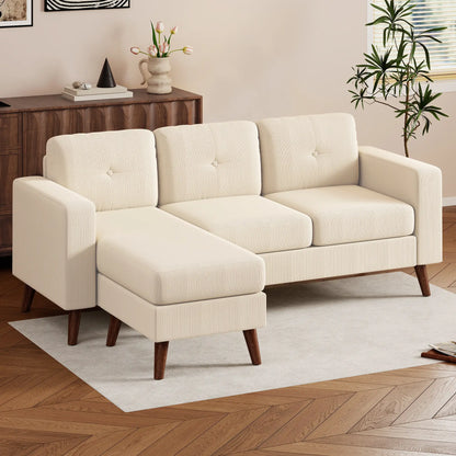 Sectional Sofa with Changeable Chaise, 3 Seat L-Shaped, Cream White 3-Seater Sofas at Gallery Canada