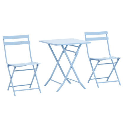 3 Piece Bistro Set, Foldable Patio Chairs, Square Table, Blue Bistro Sets Blue at Gallery Canada