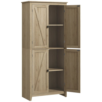 72" Freestanding Storage Cabinet, Kitchen Pantry with Doors, Shelves, Natural Kitchen Pantry Cabinets at Gallery Canada