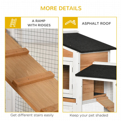 62" Wooden Rabbit Hutch with Wheels, Run Box, Tray, Ramp, Yellow Rabbit Hutch at Gallery Canada