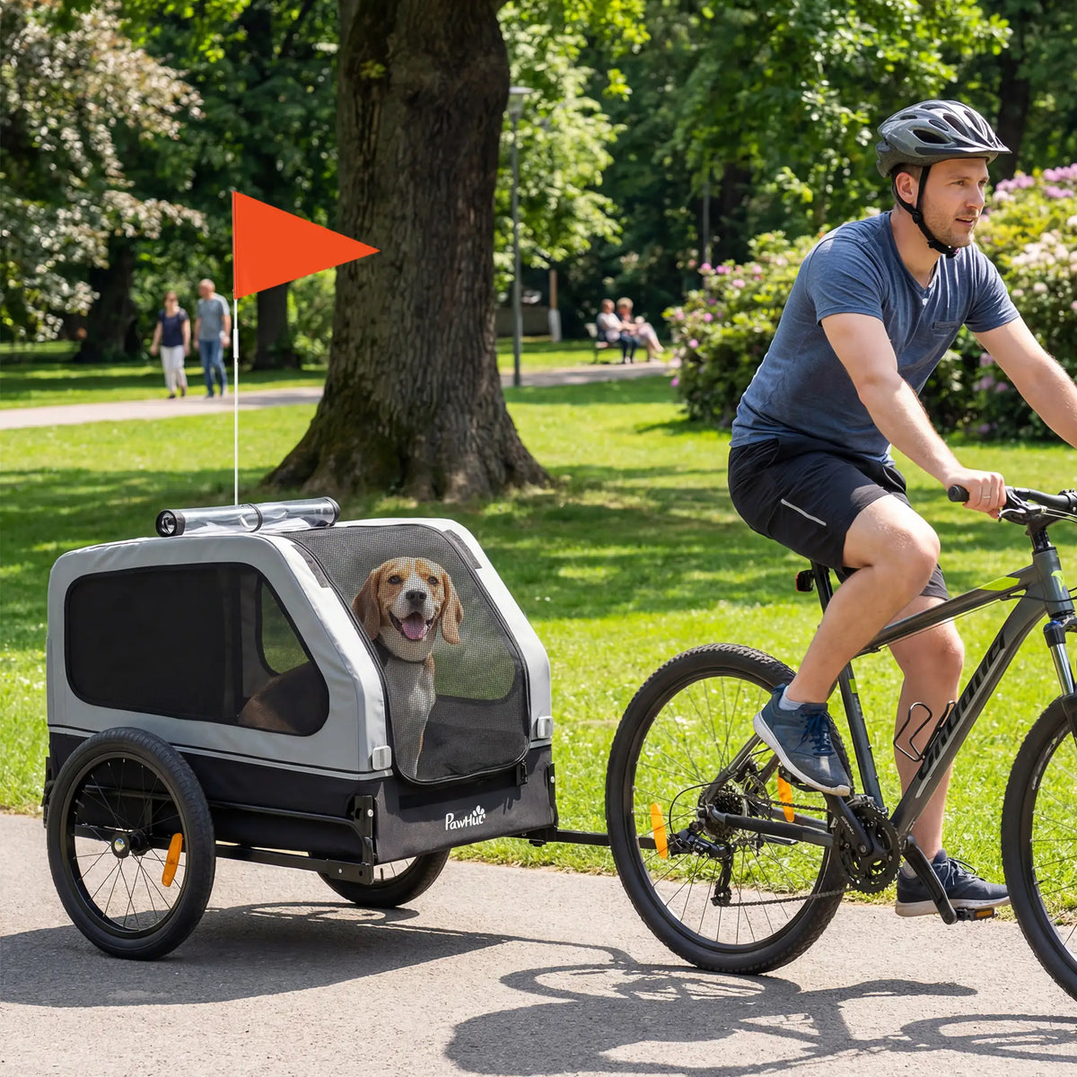Dog Bike Trailer, 44 lbs, Universal Coupler, Flip-Down Ramp, Grey Dog Bike Trailers & Strollers at Gallery Canada