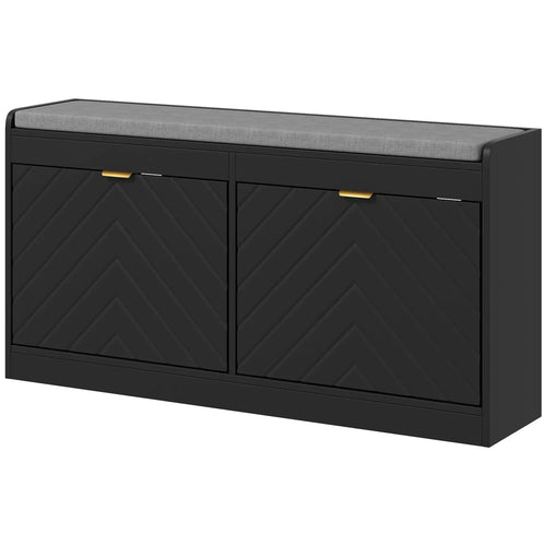 Shoe Storage Bench with Seat, 2 Flip Drawers, 4 Vents, Holds 8 Pairs