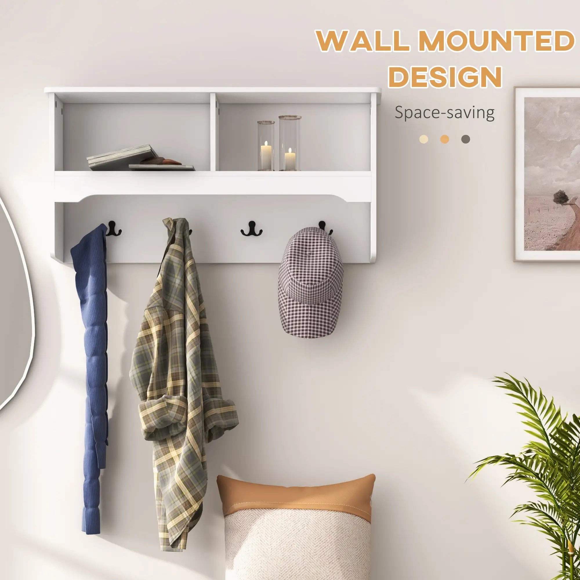 Wall Mounted Coat Rack, Shoe Storage Bench, Hall Tree, White Clothing Storage at Gallery Canada