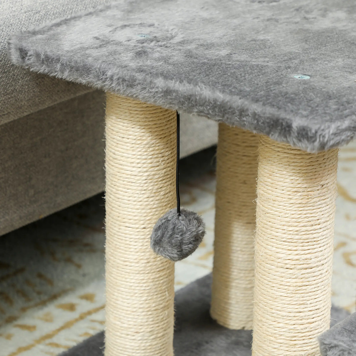 Cat Stairs with 2 Sisal Scratching Posts, 3-Tier Adjustable, Grey Dog Stairs at Gallery Canada