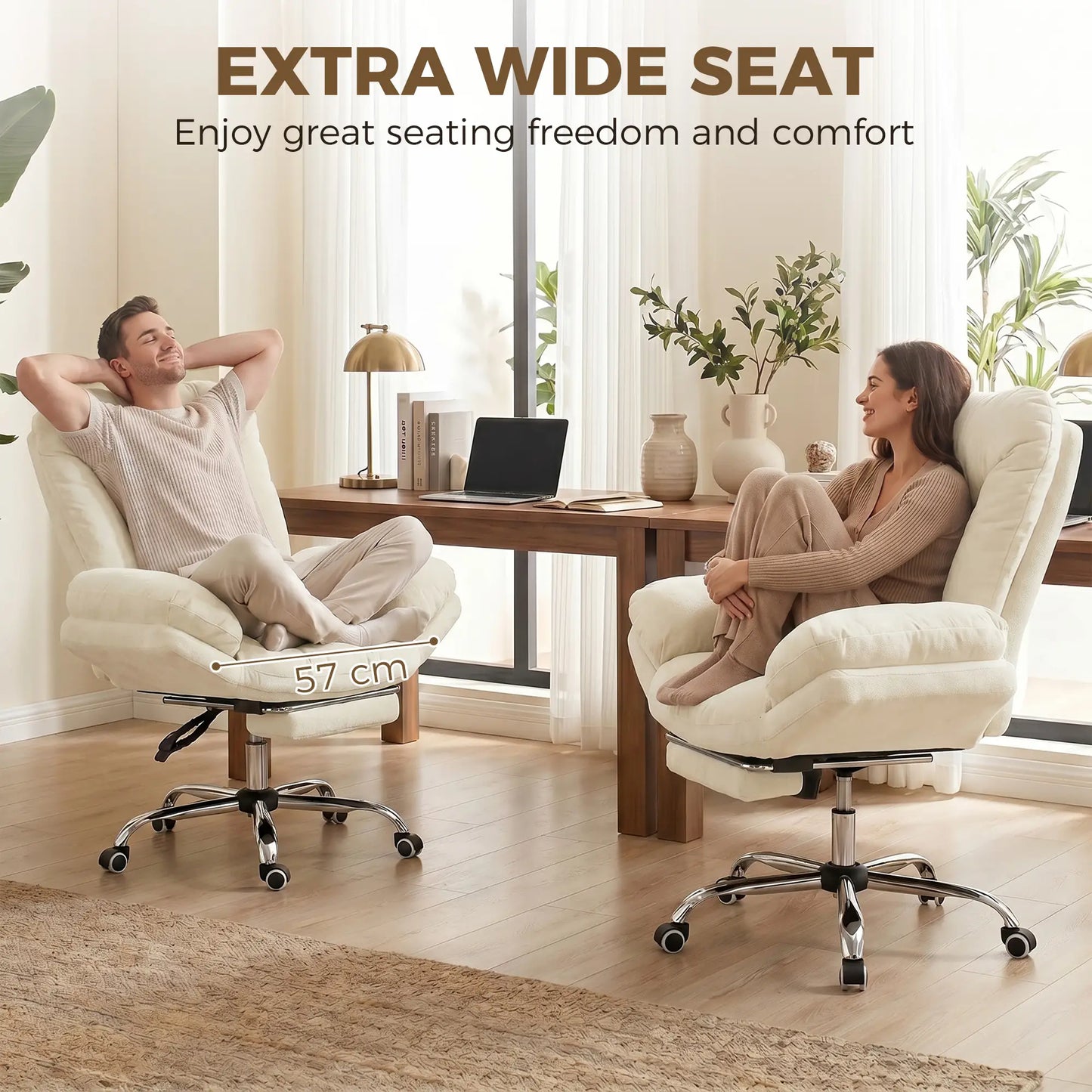 Criss Cross Chair with Wheels, Waterfall Armrests, Beige Task Chairs at Gallery Canada