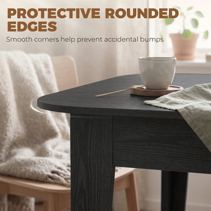 Extendable Oval Dining Table for 4-6, Farmhouse Kitchen Table, Black, Black Dining Tables at Gallery Canada