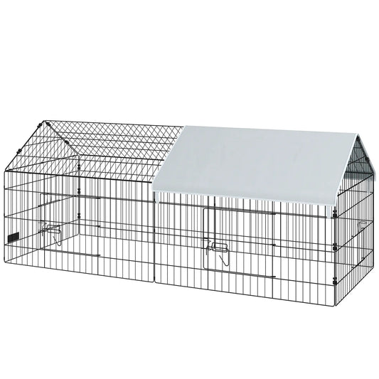 73" Small Animal Cage With Roof, Indoor Outdoor Use, Silver Chicken Coops Silver, Black at Gallery Canada