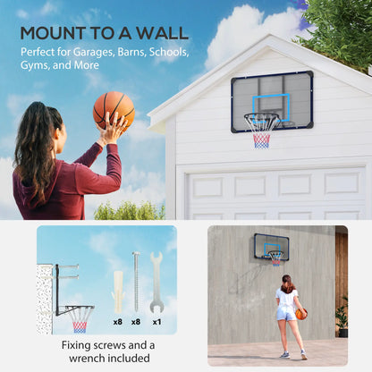 Wall Mounted Basketball Hoop, 45" x 29" Backboard, Durable Rim, All-Weather Net Basketball at Gallery Canada