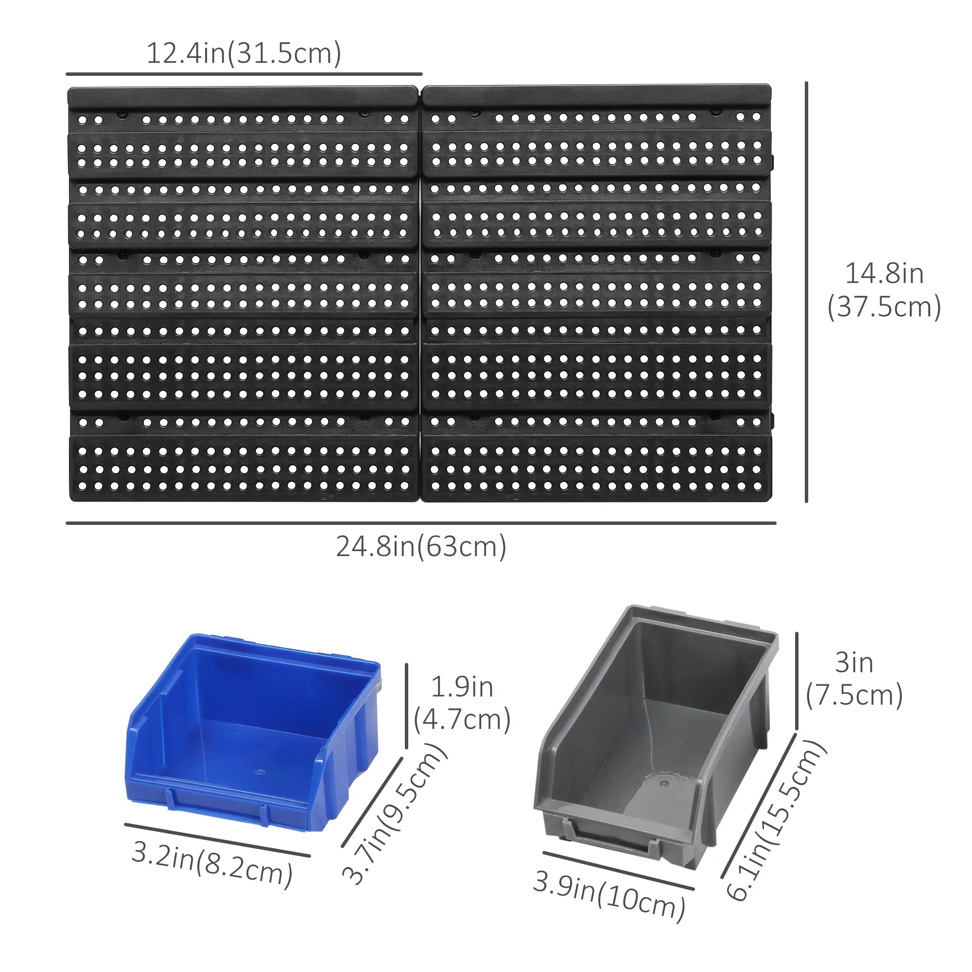 Wall Mounted Storage Bin Rack, 30 Bins, Pegboard, Garage Workshop, Blue Tool Organizers at Gallery Canada