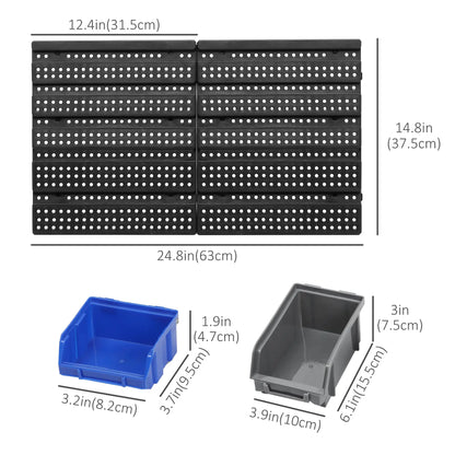 Wall Mounted Storage Bin Rack, 30 Bins, Pegboard, Garage Workshop, Blue Tool Organizers at Gallery Canada