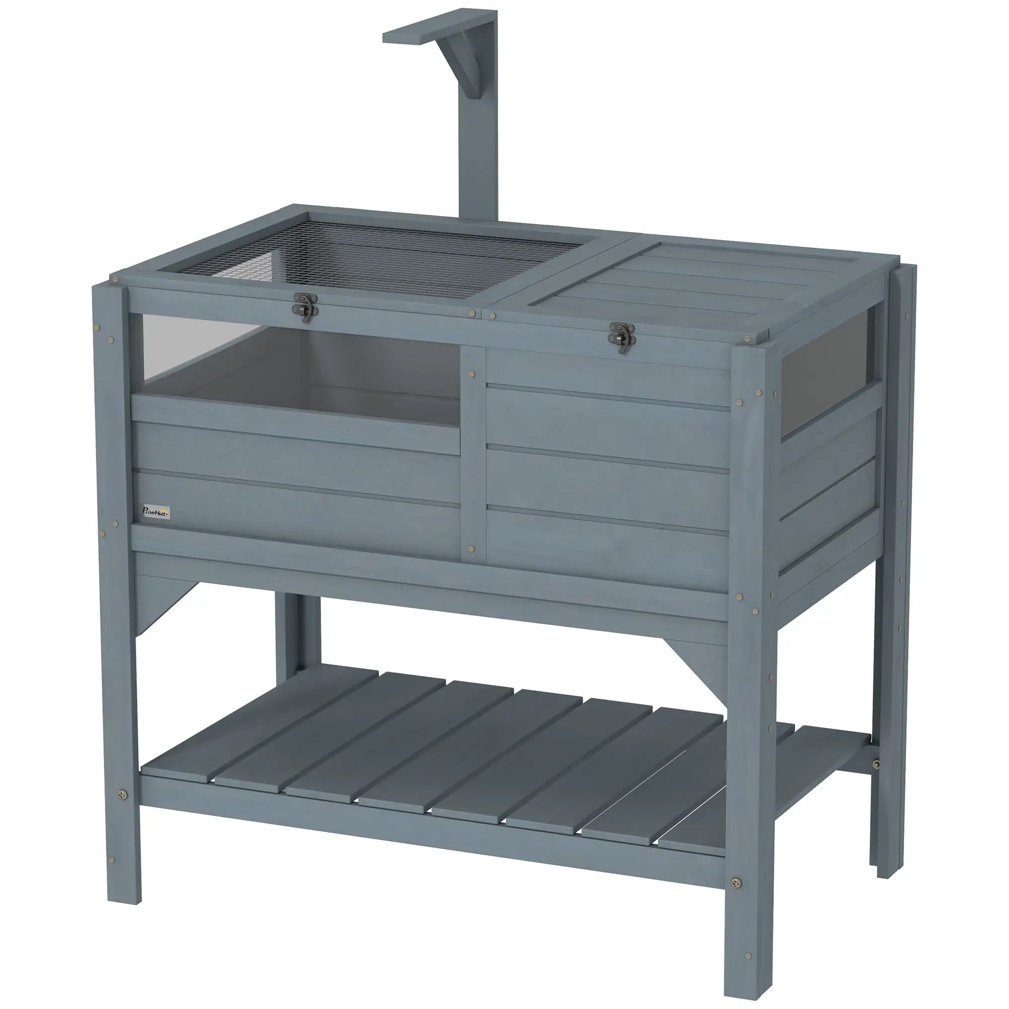 Wooden Tortoise House with Shelf, Light Frame, Tray, 33