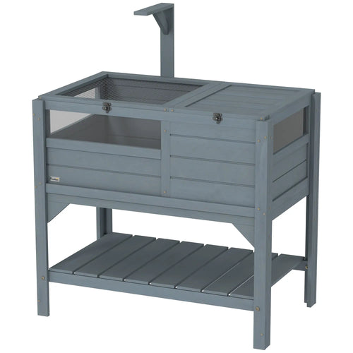 Wooden Tortoise House with Shelf, Light Frame, Tray, 33