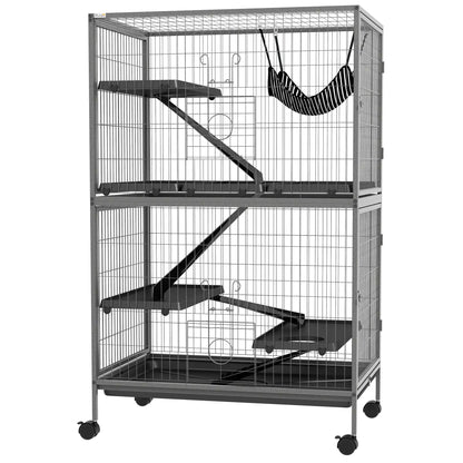 5-Tier Rolling Small Animal Cage, Guinea Pig, Ferret, Chinchilla, Rabbit Houses & Habitats Black and Grey at Gallery Canada