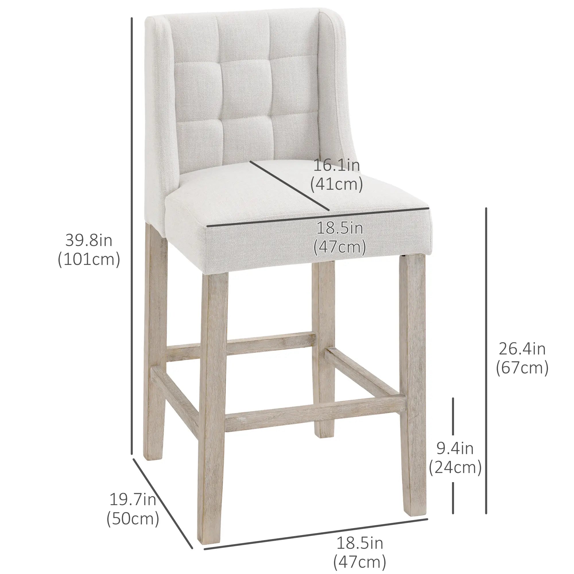 Modern Tufted Upholstered Counter Stools, Set of 2, Beige Bar Stools at Gallery Canada