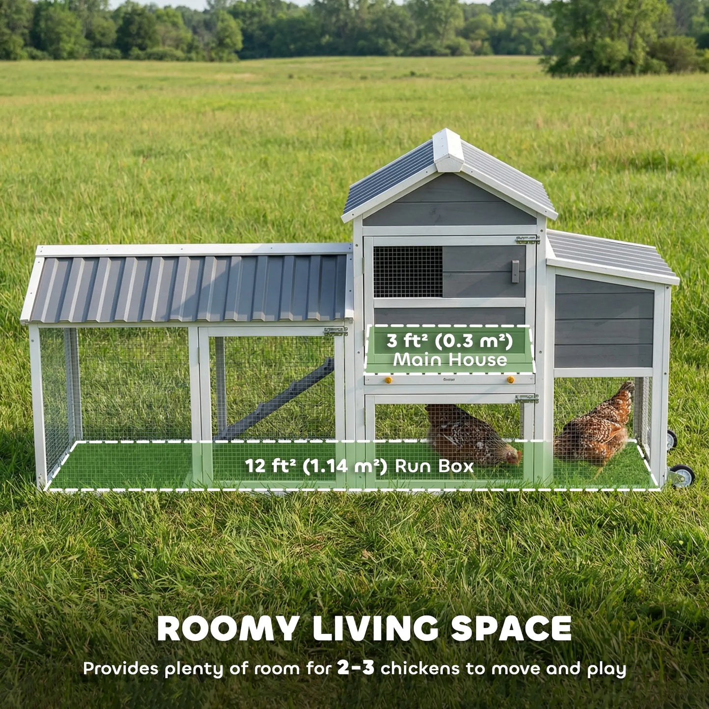 Mobile Chicken Coop With Wheels, 80" L, Wooden Hen House With Run Chicken Coops at Gallery Canada