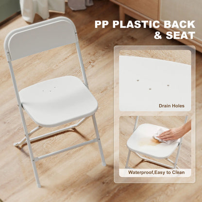 4 Pack Folding Chairs, Metal Frame, Portable, White Dining Chairs at Gallery Canada