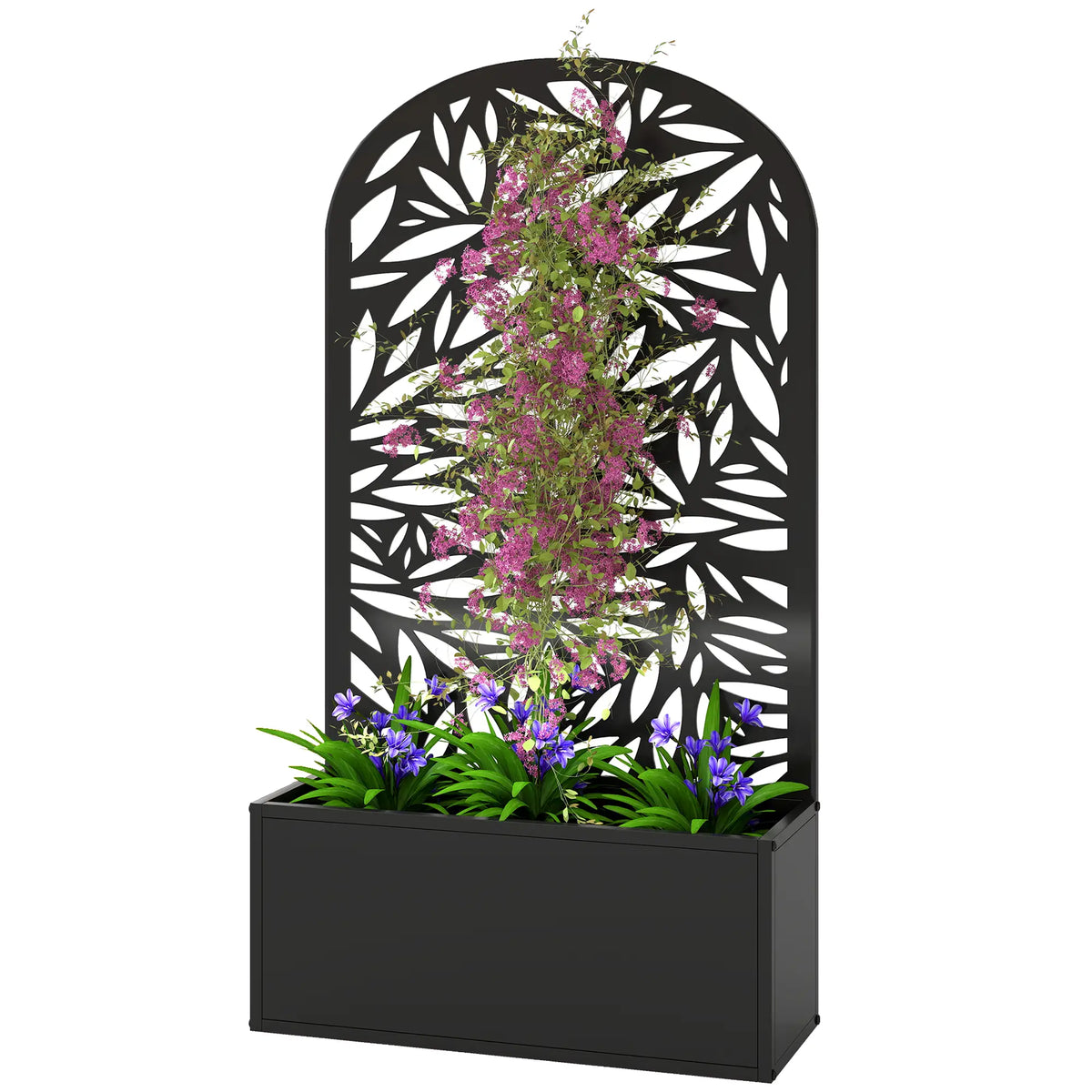 Metal Garden Bed with Trellis for Climbing Plants Galvanized Planter Boxes Black at Gallery Canada