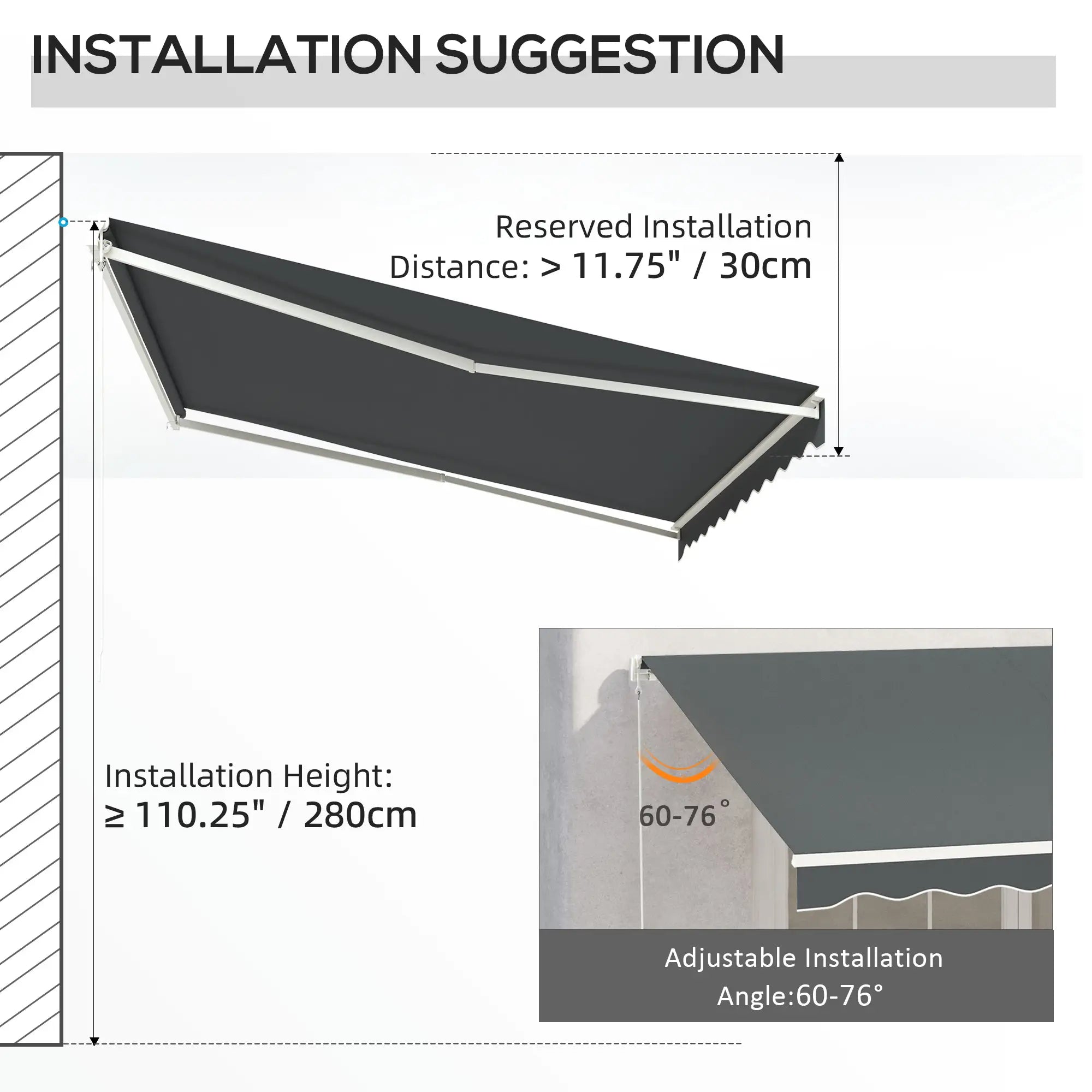13' x 10' Retractable Electric Awning, Remote, Manual Crank, Grey Deck Awnings at Gallery Canada