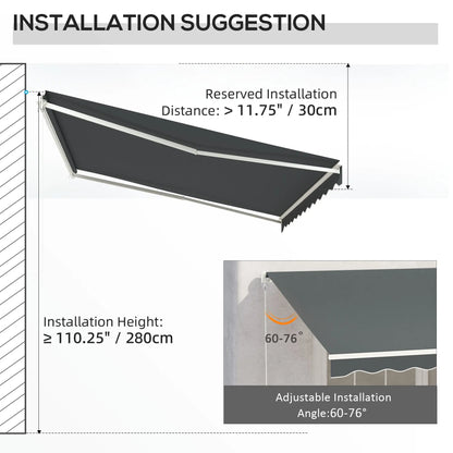 13' x 10' Retractable Electric Awning, Remote, Manual Crank, Grey Deck Awnings at Gallery Canada