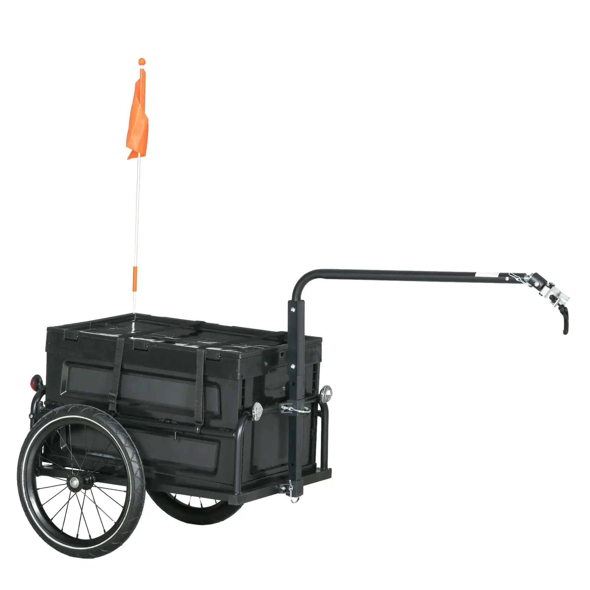 Steel Bike Trailer, Foldable Storage Box, Safe Reflectors, Max Load 88LBS, Black Bike Cargo Trailers at Gallery Canada