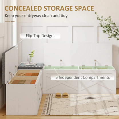L-Shaped Shoe Bench With Padded Cushion, White Shoe Storage Cabinets & Racks at Gallery Canada
