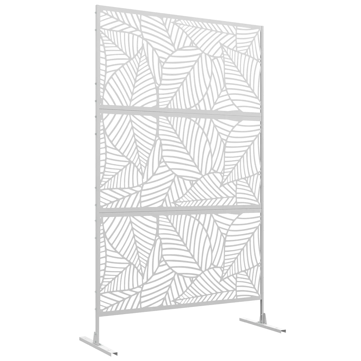 6.5FT Metal Privacy Screen, Large Leaf Style, White Side Awnings at Gallery Canada