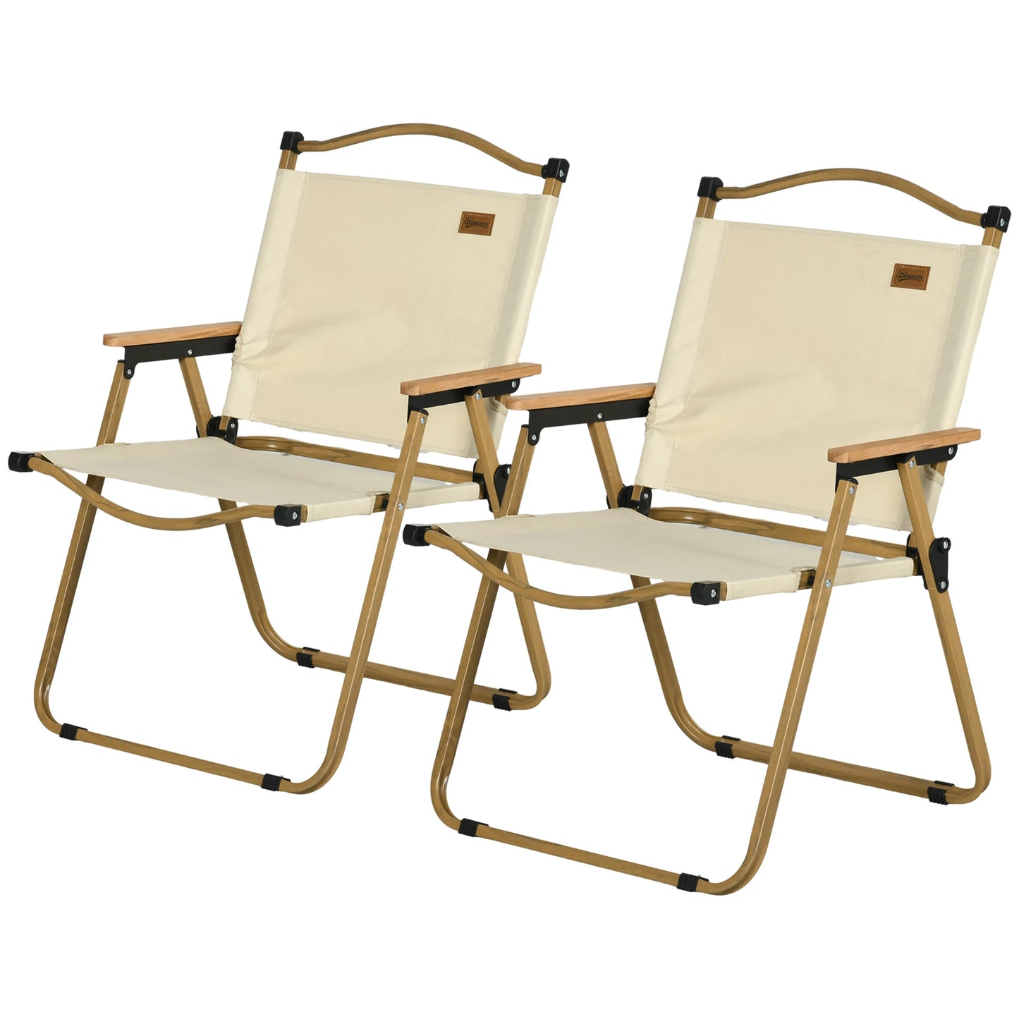 Set of 2 Lightweight Folding Camping Chairs, Portable, Beige Picnic Tables & Camping Chairs Beige at Gallery Canada