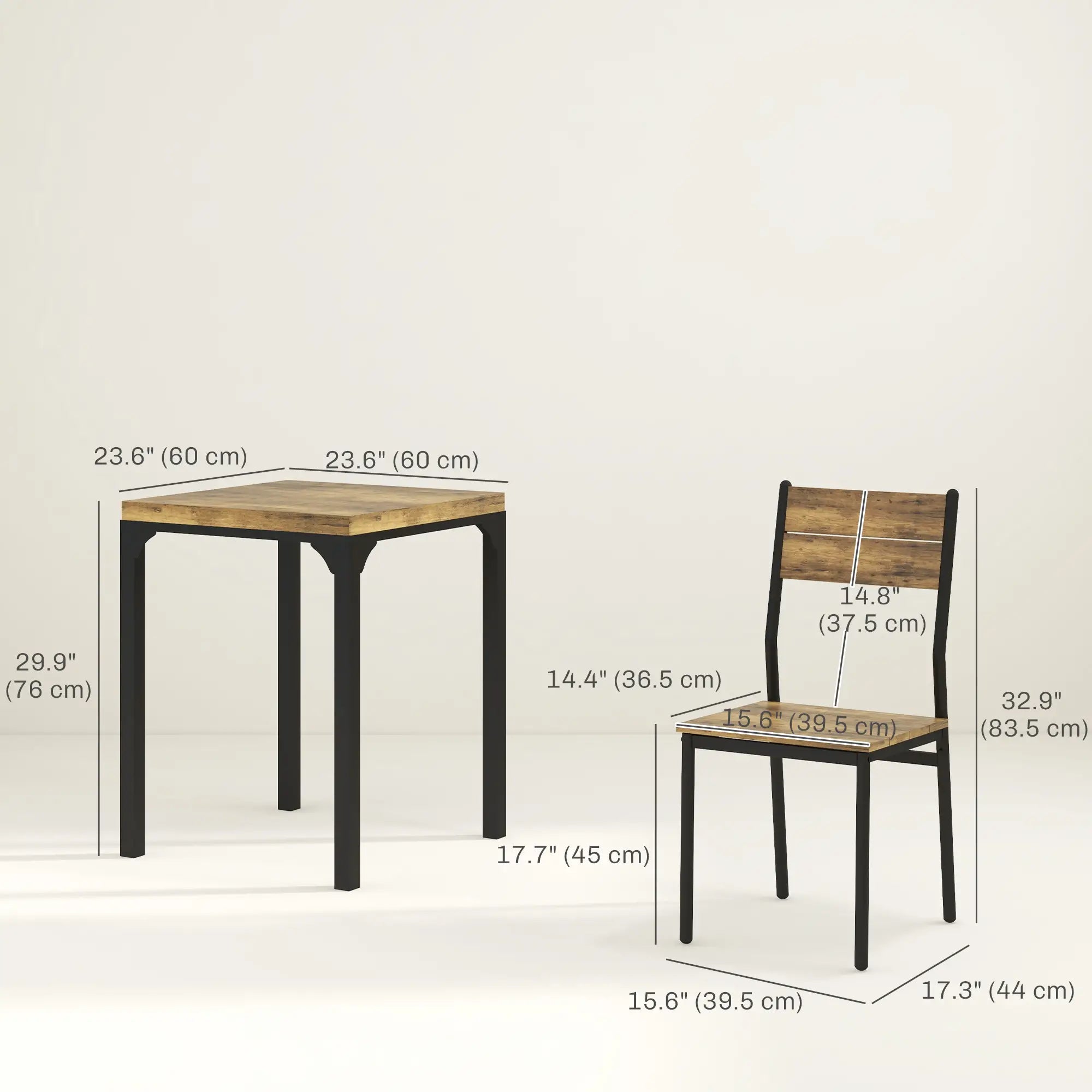 Dining Table Set for 2, 3 Piece Kitchen Table and Chairs, Rustic Brown, Brown Dining Table Sets at Gallery Canada