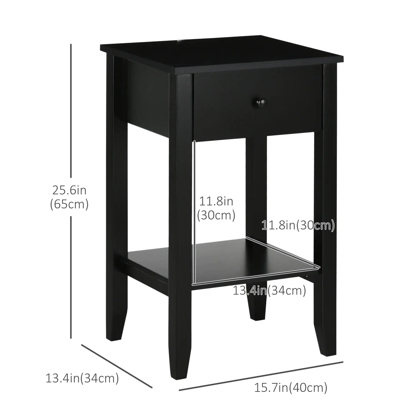 Side Table Set of 2, End Tables with Drawer, 2-Tier Nightstand, Black Side Tables at Gallery Canada
