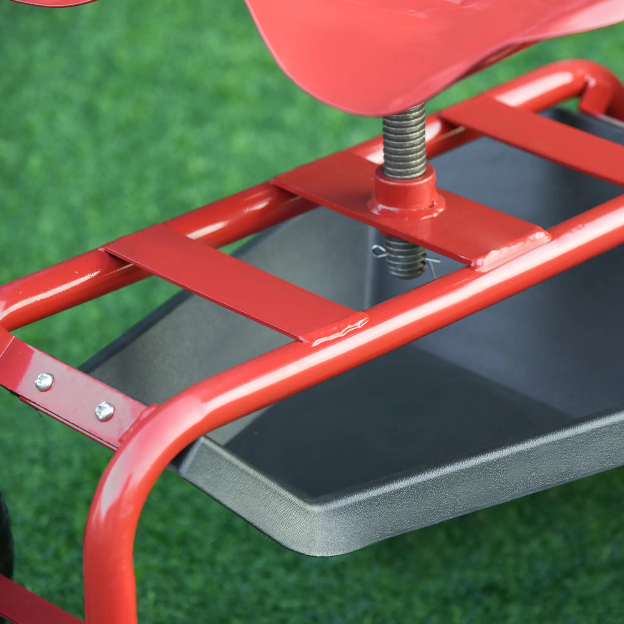 Rolling Garden Scooter Cart, Adjustable Seat, Tool Tray, Red Black, Red Black Folding Garden Carts at Gallery Canada
