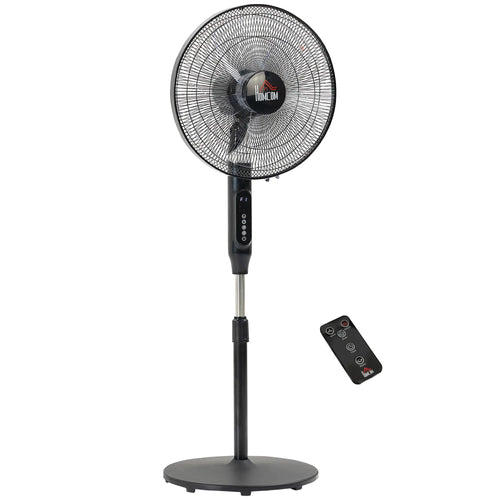 Standing Floor Fan with Remote, Tall Pedestal Electric Fan, Black