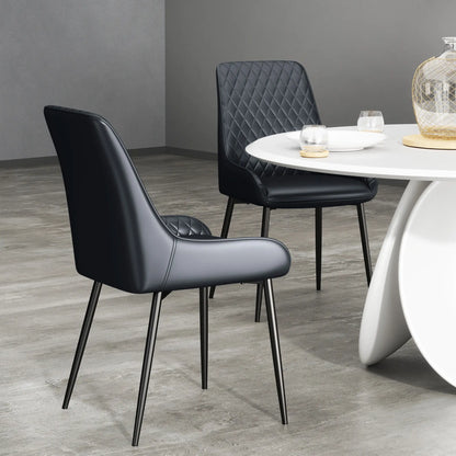 Modern Dining Chairs Set of 2, PU Leather, Metal Legs, Black Bar Stools at Gallery Canada