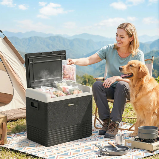 12 Volt Car Refrigerator, 53QT, -68-68 ℉, Portable Electric Cooler Car Coolers Black at Gallery Canada