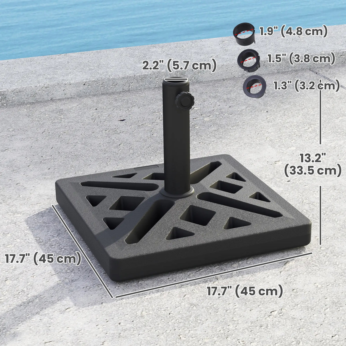 Umbrella Base, 33lbs HDPE Outdoor Stand with Cut-Out Design