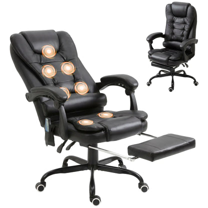 7-Point Vibrating Massage Chair, Reclining Office Chair, Footrest, Black Massage Chairs at Gallery Canada