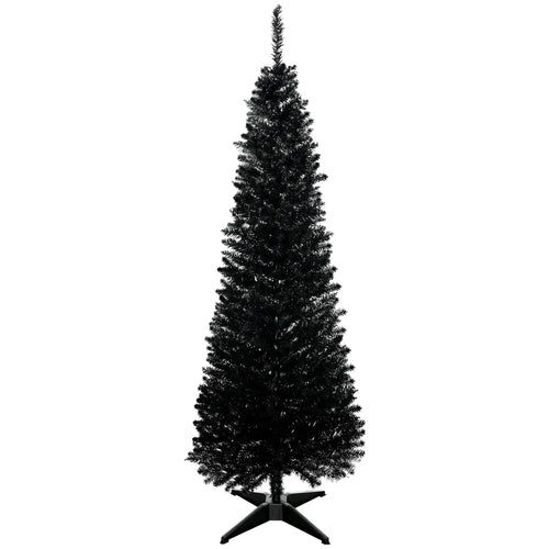 5FT Artificial Pencil Christmas Tree, Realistic Branches, Stable Stand, Black