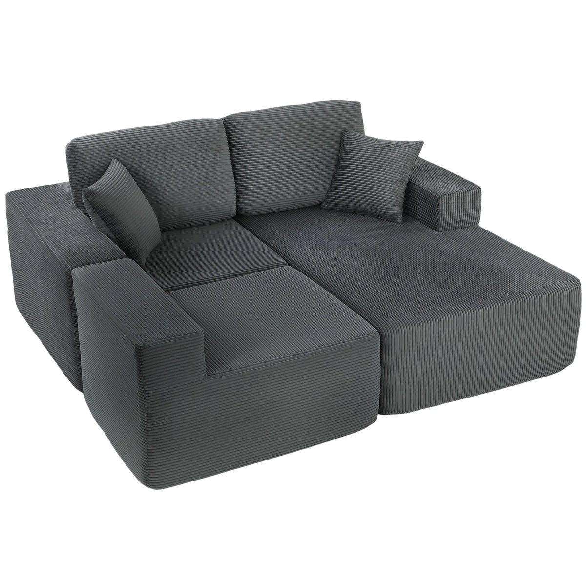 Modular Sectional Sofa Bed, L Shaped Couch, Dark Grey 3-Seater Sofas Dark Grey at Gallery Canada